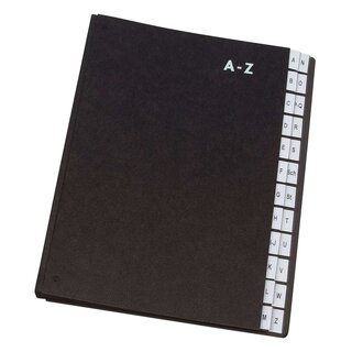 Q-Connect Pultordner Hartpappe - A - Z, 24 Fächer, Farbe schwarz