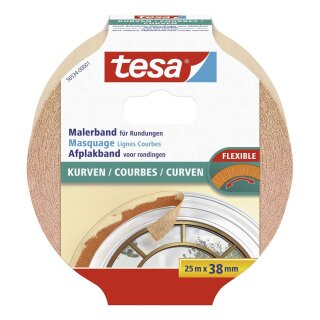 Tesa® Papier-Klebeband Maler-Krepp für Rundungen, 25 m x 38 mm, beige