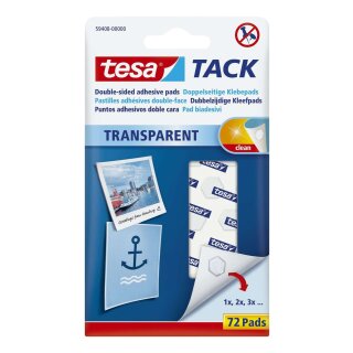 Tesa® Klebestrips Tack - 72 Pads, ablösbar, transparent