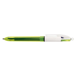BiC® Vierfarbkugelschreiber 4 Colours Fluo - 3-Farb-Kugelschreiber +  Neongelb