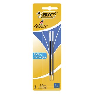 BiC® 4 COLOURS Kugelschreibermine - 0,4 mm, 2 Stück, blau