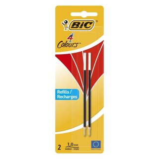 BiC® 4 COLOURS Kugelschreibermine - 0,4 mm, 2 Stück, rot