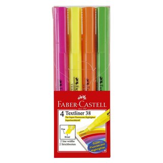 Faber-Castell Textmarker 38 Stiftform - 4 Farben im Etui