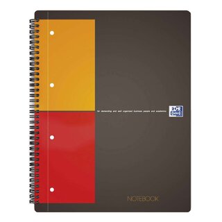 Oxford International Notebook - Hardcover, A4+, kariert, 80 Blatt, grau