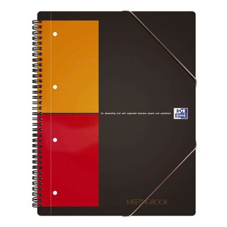 Oxford International Meetingbook - 2 in 1 Block und Gummizugmappe, A4, kariert, 80 Blatt, grau