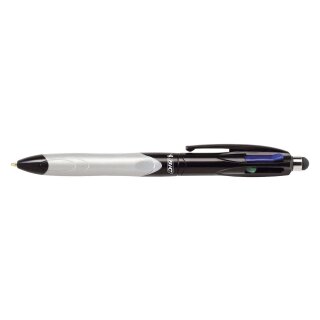 BiC® Vierfarbkugelschreiber 4 Colours GRIP Stylus - dokumentenecht, 0,4 mm, silber/schwarz