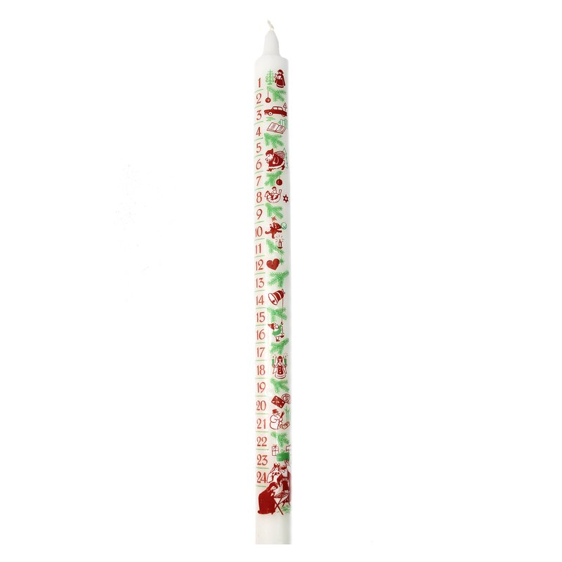 Kalenderkerze Weihnachtsmotiv weiß 31 cm, 7,49 €