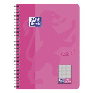 OXFORD Collegeblock Touch - B5, 80 Blatt, 90 g/qm, kariert, rosa
