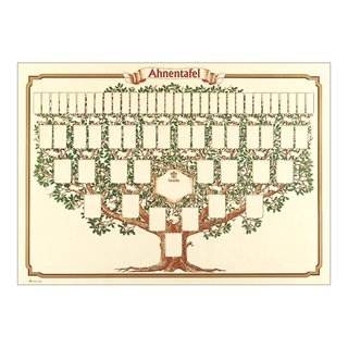 Ahnentafel "Skizzierter Baum" für 6 Generationen bis zu 63 Personen