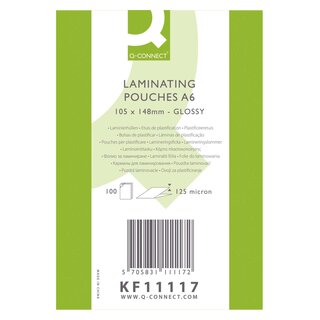 Q-CONNECT Heißlaminier-Folientasche, A6, 125 mym, 111 x 154mm, 100 Stück