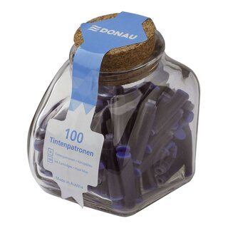 DONAU Tintenpatronen - königsblau, 100 Stück im Glas