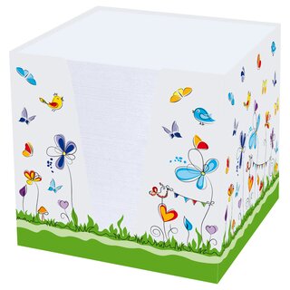 Notizklotz "Schmetterlinge" ca. 900 Blatt, 90 x 90 mm, weiß