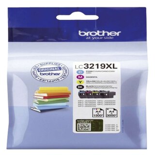 Brother® Inkjet-Druckpatronen schwarz, cyan, magenta, yellow, 1x 3.000 Seiten, 3x 1.500 Seiten, LC3219XLVALDR