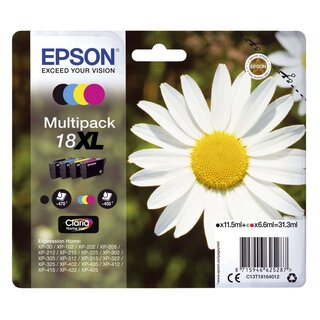 Epson Inkjet-Druckerpatronen schwarz, cyan, magenta, yellow, 1x470, 3x450 Seiten , C13T18164012