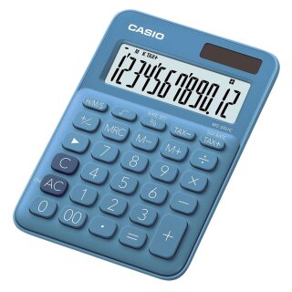 Casio® Tischrechner MS-20 - Solar-/Batteriebetrieb, 12stellig, LC-Display, blau