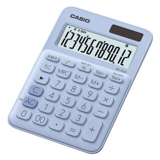 Casio® Tischrechner MS-20 - Solar-/Batteriebetrieb, 12stellig, LC-Display, hellblau
