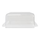 Butterdose weiß mit glasklarem Deckel aus Kunststoff