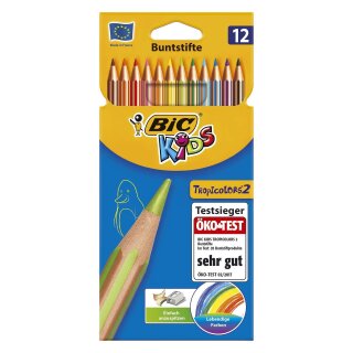 BiC® Buntstift Kids Tropicolors 2 - 12-farbig sortiert, Kartonetui à 12 Stück