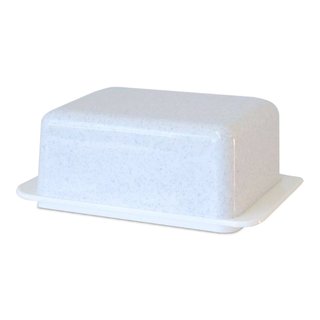 Butterdose granit-weiß mit Deckel aus Kunststoff