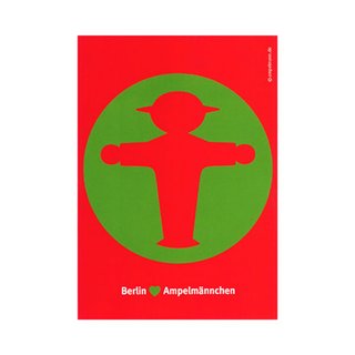 Postkarte Postmann Berlin liebt Ampelmännchen, Steher im...