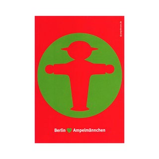 Postkarte Postmann Berlin liebt Ampelmännchen, Steher im Kreis