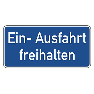 Hinweisschild "Ein- Ausfahrt freihalten" Aluminium 350 x 170 mm