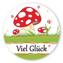 Geschenk-Aufkleber "Viel Glück" mit Pilz,...