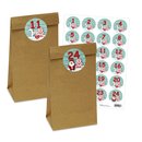 Adventskalender 25 Papiertüten Größe M mit 24 Zahlenaufklebern Rentier