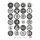 5er Pack Aufkleber Adventskalenderzahlen Schwarz/Weiß 1 - 24 auf Bogen rund, Ø 40 mm (5 x 24 Zahlen)
