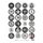 Adventskalender Stern 25 Kissenverpackungen mit 24 Zahlenaufklebern Schwarz/Weiß