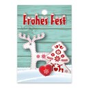 25er Pack Geschenkanhänger "Frohes Fest" Rentier türkis ca. 52 x 74 mm