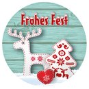 Weihnachtsaufkleber rund "Frohes Fest" Rentier...