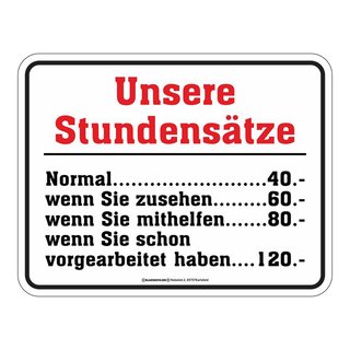 Magnet Türmagnet "Unsere Stundensätze" weiß