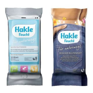 Hakle® Toilettentücher Reiseverpackung sortiert, feucht, 10 Stück einzeln verpackt