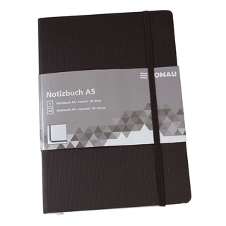 DONAU Notizbuch - A5, kariert, 192 Seiten, schwarz