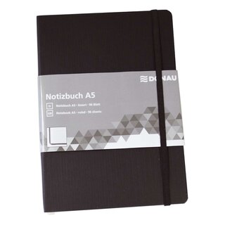 DONAU Notizbuch - A5, liniert, 192 Seiten, schwarz
