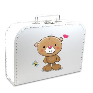 Kinderkoffer 16 cm weiß mit Bär