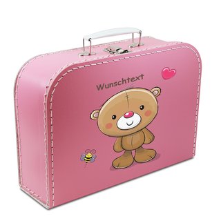 Kinderkoffer pink mit Bär und Wunschname