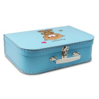 Kinderkoffer blau mit Bär und Wunschname