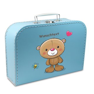 Kinderkoffer 45 cm blau mit Bär und Wunschname