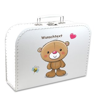 Kinderkoffer 45 cm weiß mit Bär und Wunschname