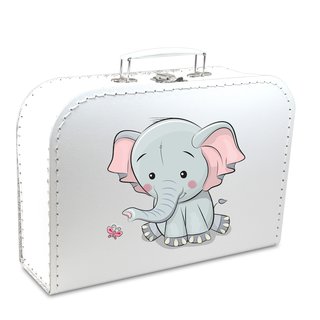 Kinderkoffer 40 cm weiß mit Elefant