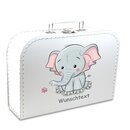 Kinderkoffer 16 cm weiß mit Elefant und Wunschname