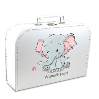 Kinderkoffer 45 cm weiß mit Elefant und Wunschname