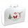 Pappkoffer 40 cm weiß mit Weihnachtsmann, Baum, Rentier und Wunschtext