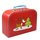 Pappkoffer 45 cm rot mit Rentier und Weihnachtsbaum