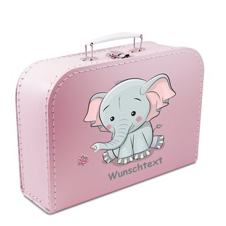 Kinderkoffer rosa mit Elefant und Wunschtext