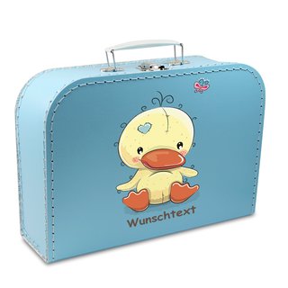 Kinderkoffer 45 cm blau mit Ente und Wunschtext