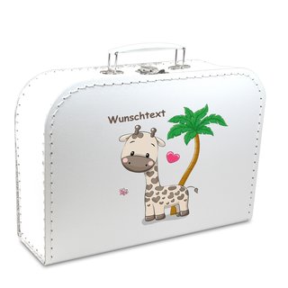 Kinderkoffer 16 cm weiß mit Giraffe und Wunschtext