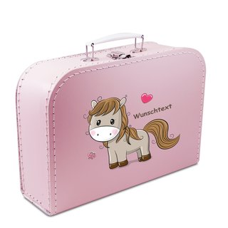 Kinderkoffer 45 cm rosa mit Pferd und Wunschtext